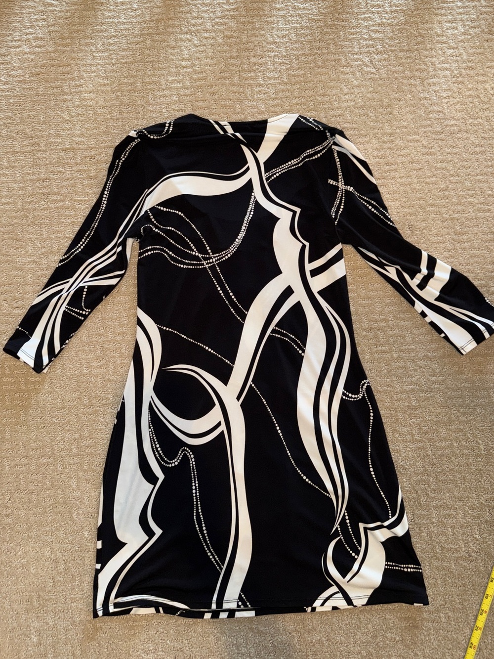 White House Black Market Black & White Ruffle-Front Scoop Dress - Picture 2 of 4